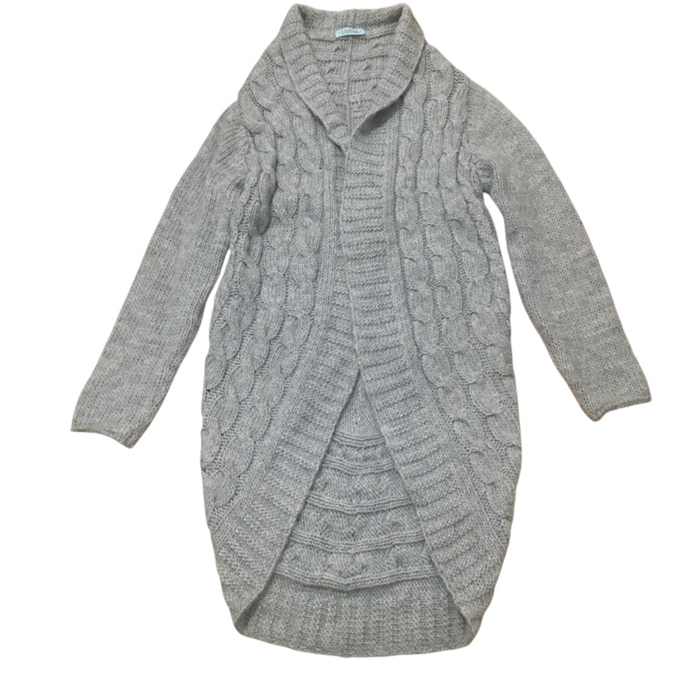 Dbline Gray Cable Knit Wool Blend Open Sweater S